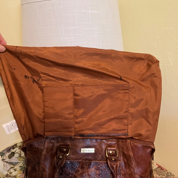 Flower Embossed Handmade Brown Leather Handbag Shoulder Bag by Valenchi - Picture 16 of 16